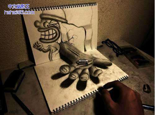 搞笑图片:3D素描画（9张）