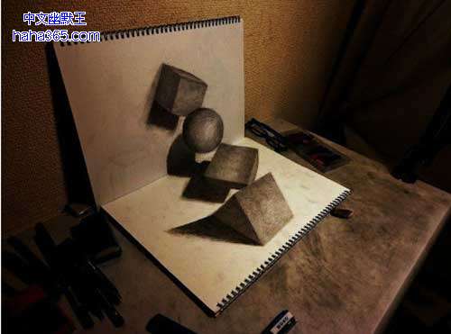 搞笑图片:3D素描画（9张）