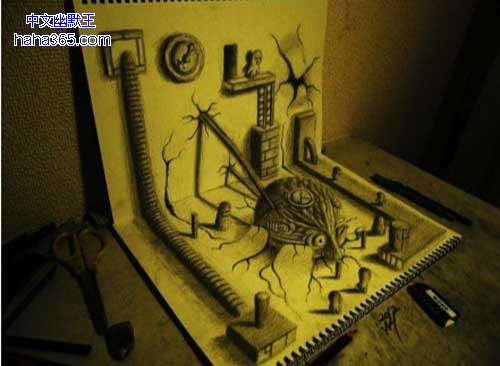 搞笑图片:3D素描画（9张）