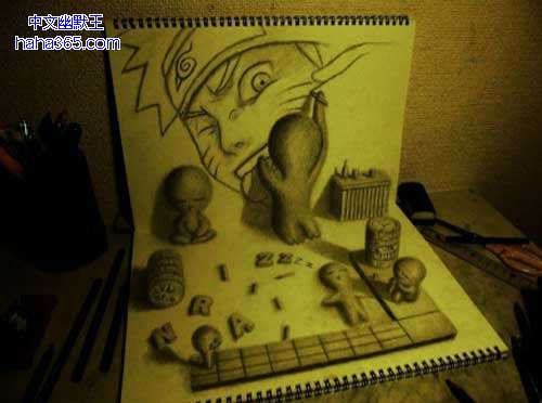 搞笑图片:3D素描画（9张）