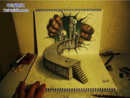 搞笑图片:3D素描画（9张）