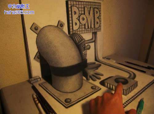 搞笑图片:3D素描画（9张）