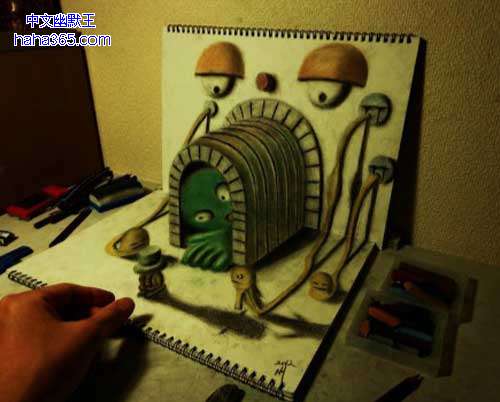 搞笑图片:3D素描画（9张）