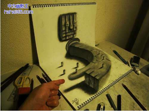搞笑图片:3D素描画（9张）