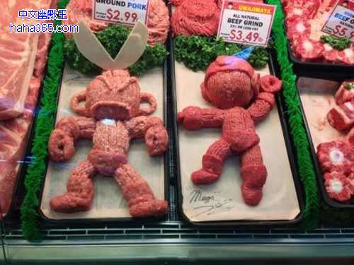 搞笑图片:这样卖肉，是不是生意好一点呀