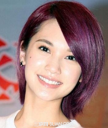 女生紫色渐变色头发扎法图片          三联