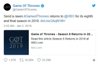 今年没有了！HBO宣布《权力的游戏》第八季将于2019年回归