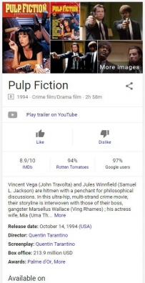 谷歌在搜索结果页面中增加为电影和电视节目评分的选项