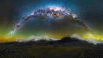 新西兰绝美夜景：银河似天桥挂夜空