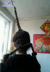 妹子的朝天辫