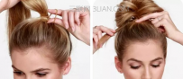 蝴蝶结丸子头扎法图解
