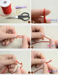 珠子编织手链 金珠串珠红绳手链的编织法