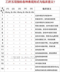 乙肝两对半对照表